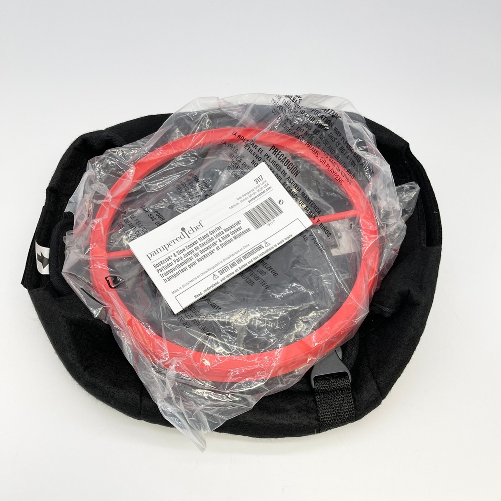 Pampered Chef Rockcrok Slow Cooker Stand Carrier 3117 Black Insulated Travel Bag
